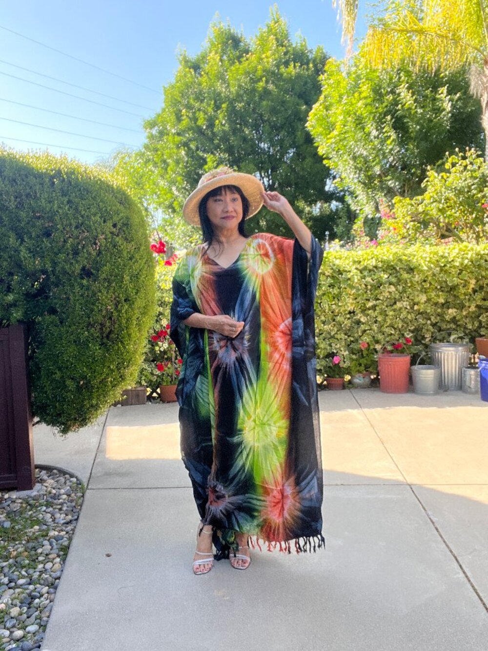 KD330 Tie Dye Batwing Hippie Caftan Dolman Women Abaya Maxi Dress Up to 5X